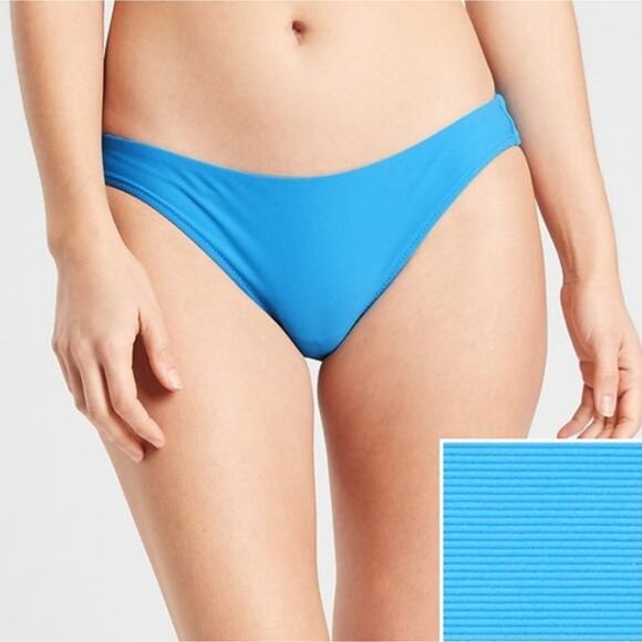 Athleta Other - Athleta Ribbed Bikini Swim Bottoms Cloud Break Blue NWT Mid Rise Medium Coverage